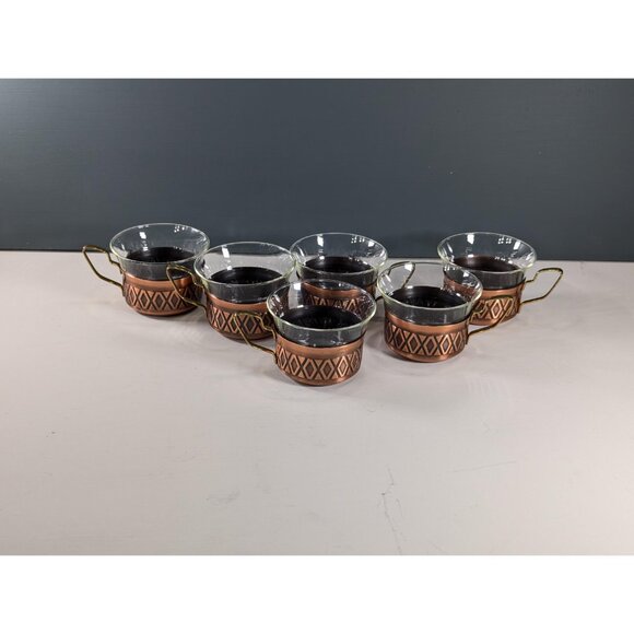 Vintage Schott Mainz Jenaer Glasses: set of 6 tea / coffee glasses with copper - Picture 9 of 14